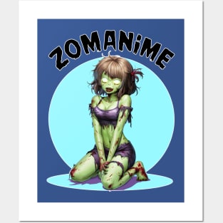 Zombie Anime girl, ZOMANIME cute monster kawaii anime tee Posters and Art